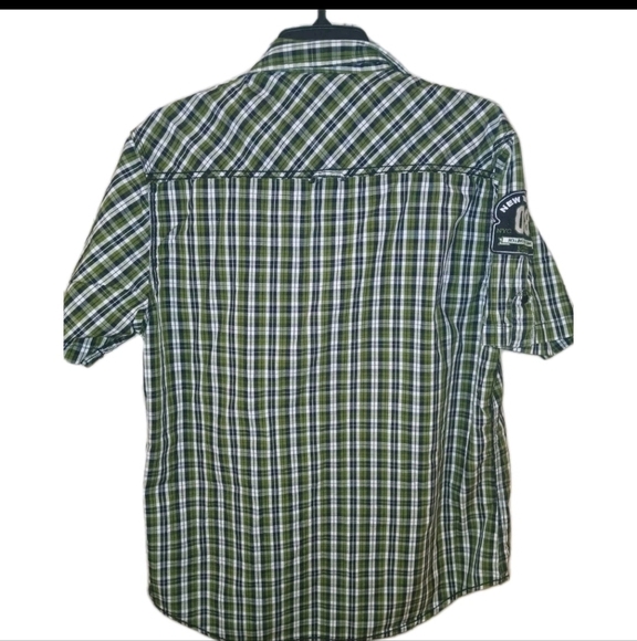 The Rolling Paper Company Green Plaid Button Down Shirt Size: XL Short Sleeved - Picture 4 of 11